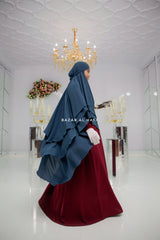 Spruce Blue Aiza Three Layered Diamond Khimar - Premium Stretch