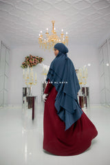 Spruce Blue Aiza Three Layered Diamond Khimar - Premium Stretch