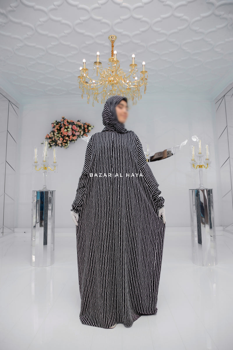 Striped Prayer / Salah Dress One Piece Jilbab 100% Cotton - Super Breathable Comfy Style
