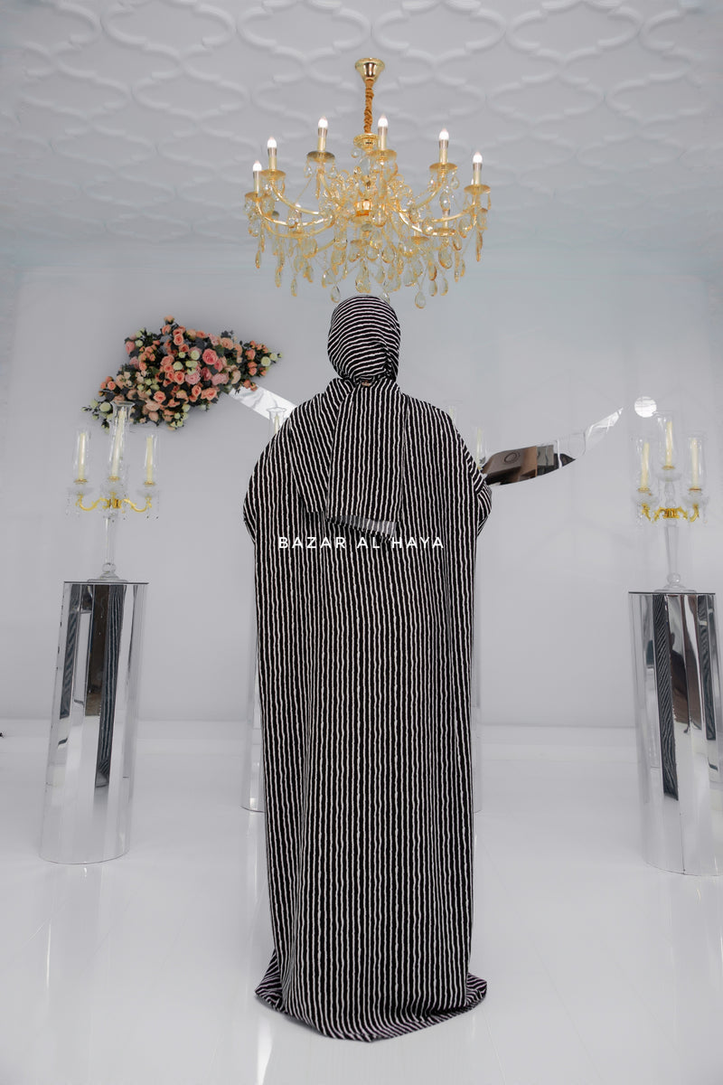 Striped Prayer / Salah Dress One Piece Jilbab 100% Cotton - Super Breathable Comfy Style