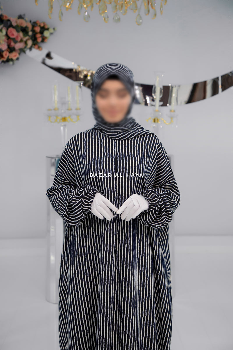 Striped Prayer / Salah Dress One Piece Jilbab 100% Cotton - Super Breathable Comfy Style