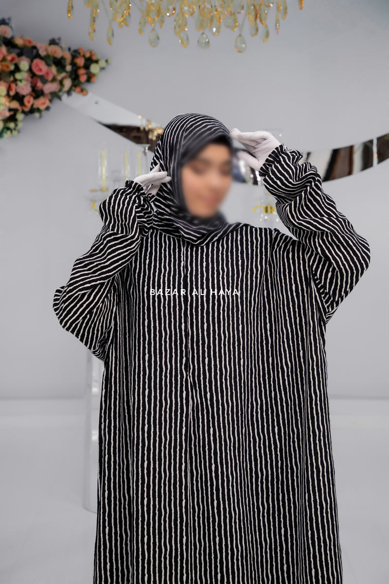 Striped Prayer / Salah Dress One Piece Jilbab 100% Cotton - Super Breathable Comfy Style