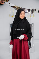 Black Two Layered Three -In - One Snap Scarf, Khimar, Cape - Super Soft & Quality