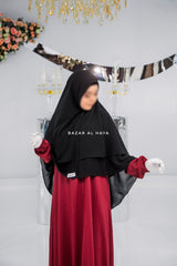Black Two Layered Three -In - One Snap Scarf, Khimar, Cape - Super Soft & Quality