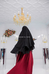 Black Two Layered Three -In - One Snap Scarf, Khimar, Cape - Super Soft & Quality