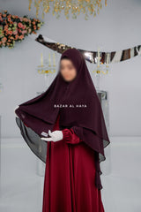Dark Purple Two Layered Three -In- One Snap Scarf, Khimar, Cape - Super Soft & Quality