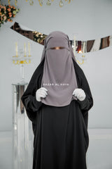 Flap Grey Two Layer Niqab - Wide - Super Breathable Veil