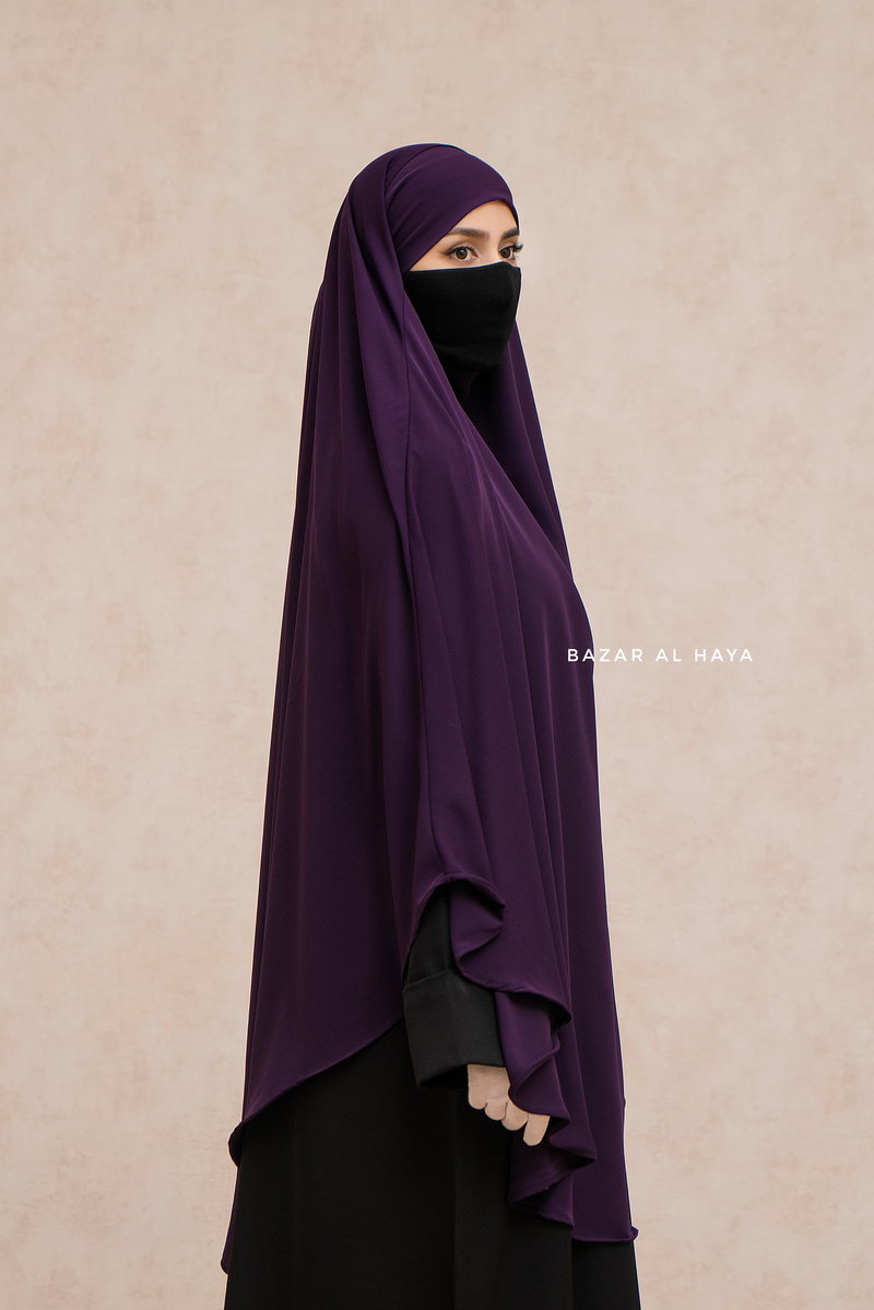 Marwad Maxi Round Diamond Khimar In Purple - Crepe, Cotton Extra Long