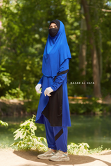 Royal Blue Modest Swimwear Three Piece Set With Swimdress, Khimar, & Pants - Enjoy The Comfort