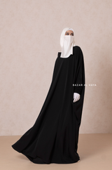 Black Faraasha Butterfly Wide Abaya - Silk Crepe