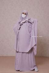 Silver Jahida Two Piece Jilbab With Loose Pants Set - Skirt-Style Shalwar