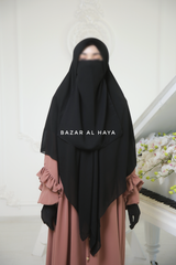 Black Square Scarf With Half Niqab Set - Super Breathable - Quality