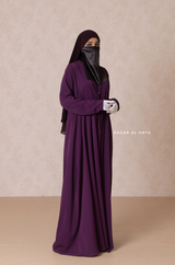 Purple Salam 3 Belted Abaya Dress - Front Zipper & Zipper Sleeves - Nida