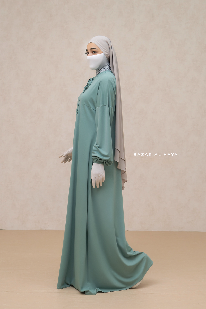 Eliza Mint Cotton Super Soft & Breathable Abaya Dress - Cozy