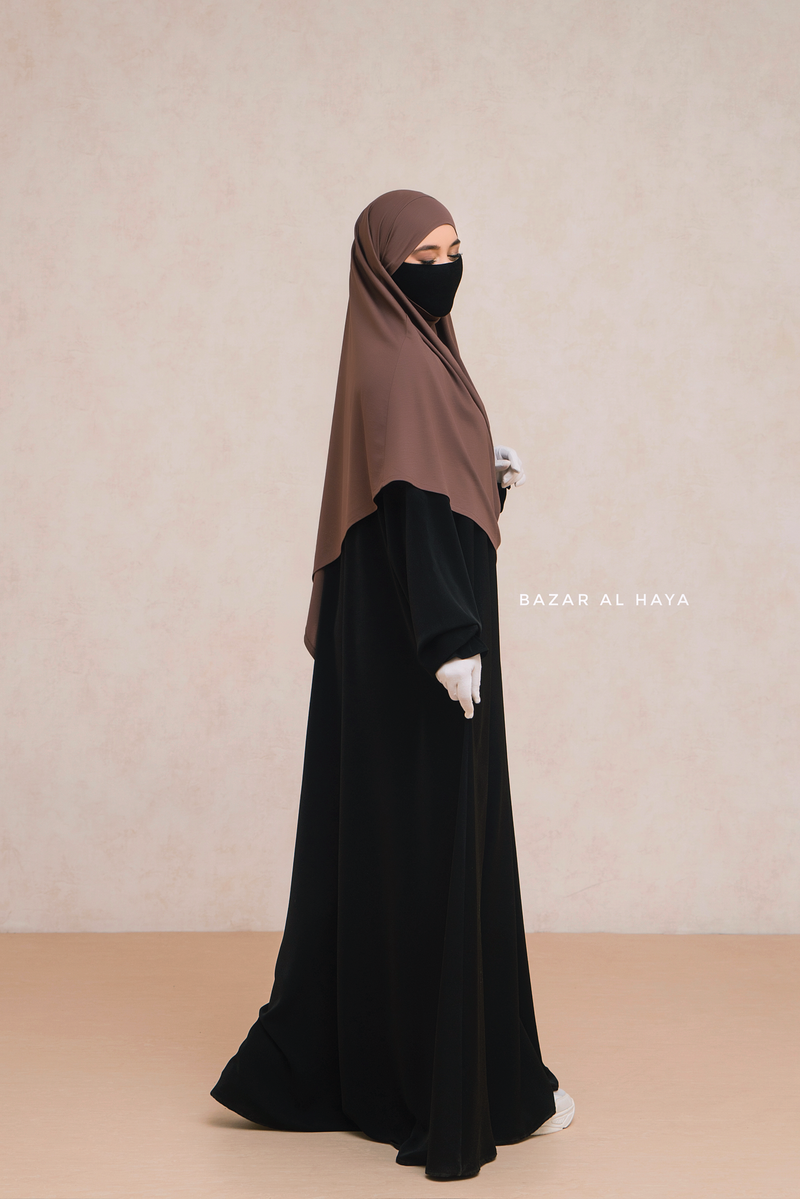 Eliza Coffee Diamond Khimar - Stretch Cotton - Medium