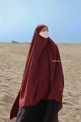 Safiyya Maroon Sleeveless Khimar - Soft Crepe Extra Long & Wide