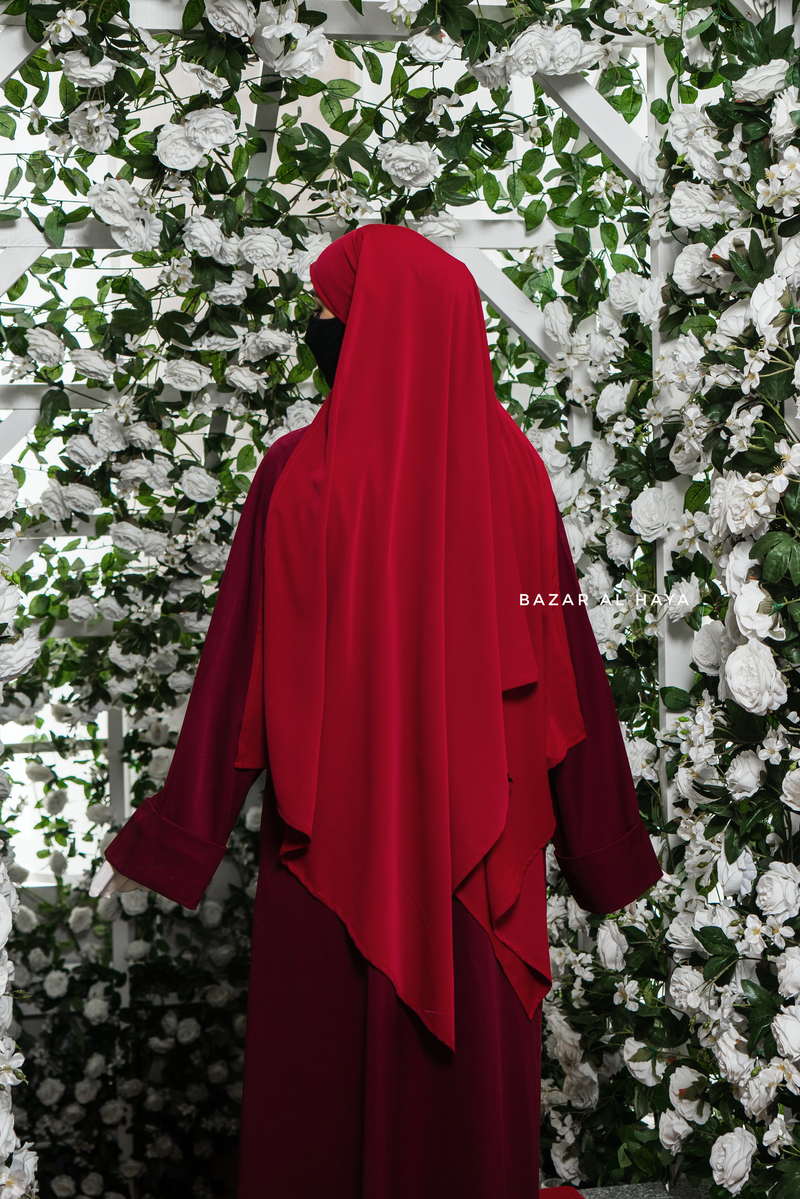 Madina Maroon Abaya - Soft Relaxed Fit - Mediumweight Silk Crepe