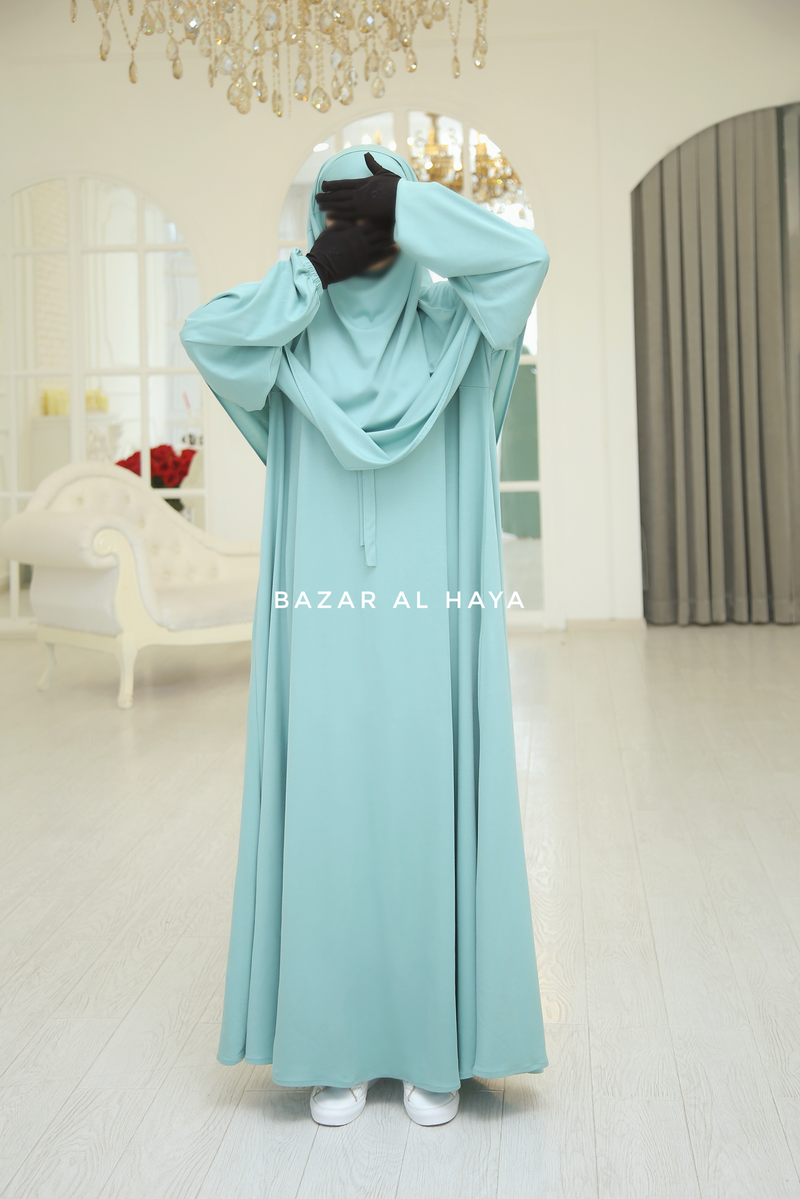 Eliza Two Piece Abaya & Khimar Set in Mint Cotton Super Soft & Breathable - Cozy