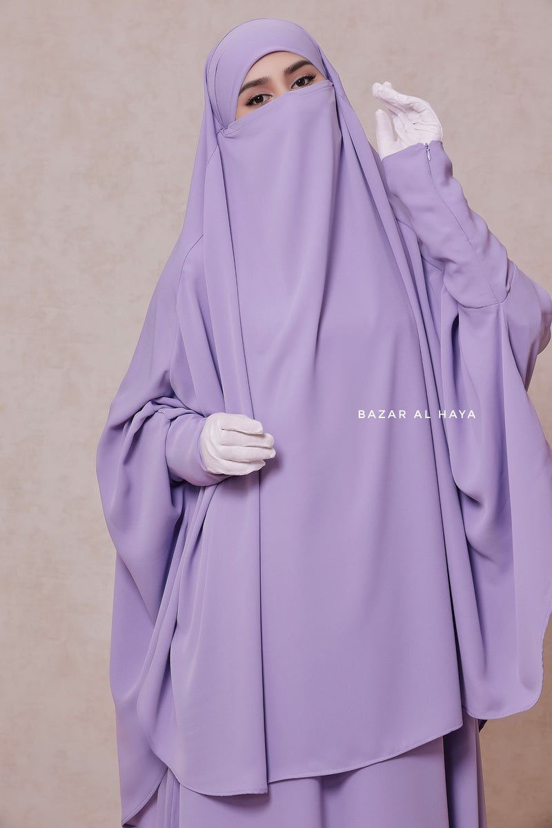 Lilac Yasmin Two Piece Jilbab With Dress & Khimar - Loose Style & Light Soft Breathable