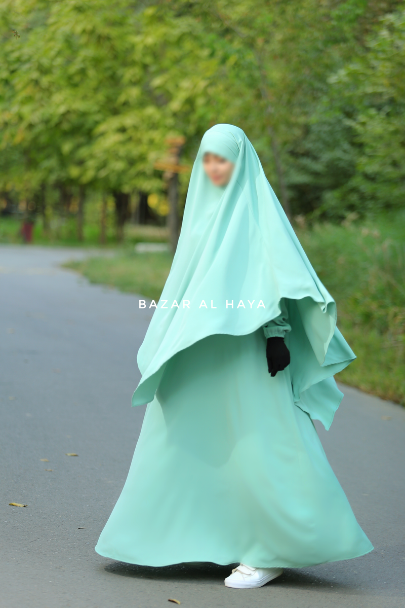 Mint Salam 2 Abaya & Mubarak Khimar Extra Long Set - Nida