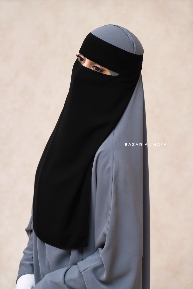 Black Single Niqab - Super Breathable Veil - Large & Medium