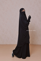 Hoor Two Piece  Black Jilbab With Skirt- Long & Loose