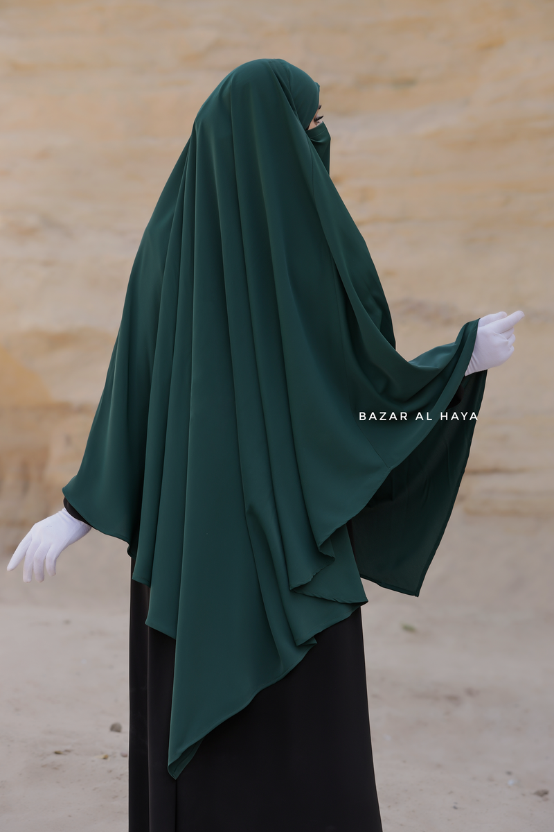 Mubarak Emerald Long Triangle Diamond Khimar - Nidha Extra Long