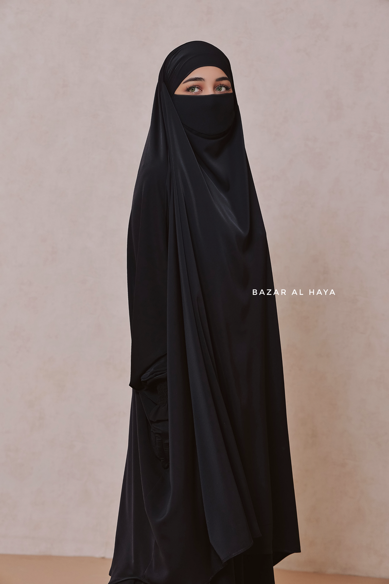 Hoor Two Piece  Black Jilbab With Skirt- Long & Loose