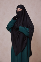 Black Eliza Long Triangle Diamond Khimar - Soft Cotton