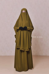 Ibadah Olive Two-piece Jilbab with Skirt, Haj, Umrah & Prayer Set