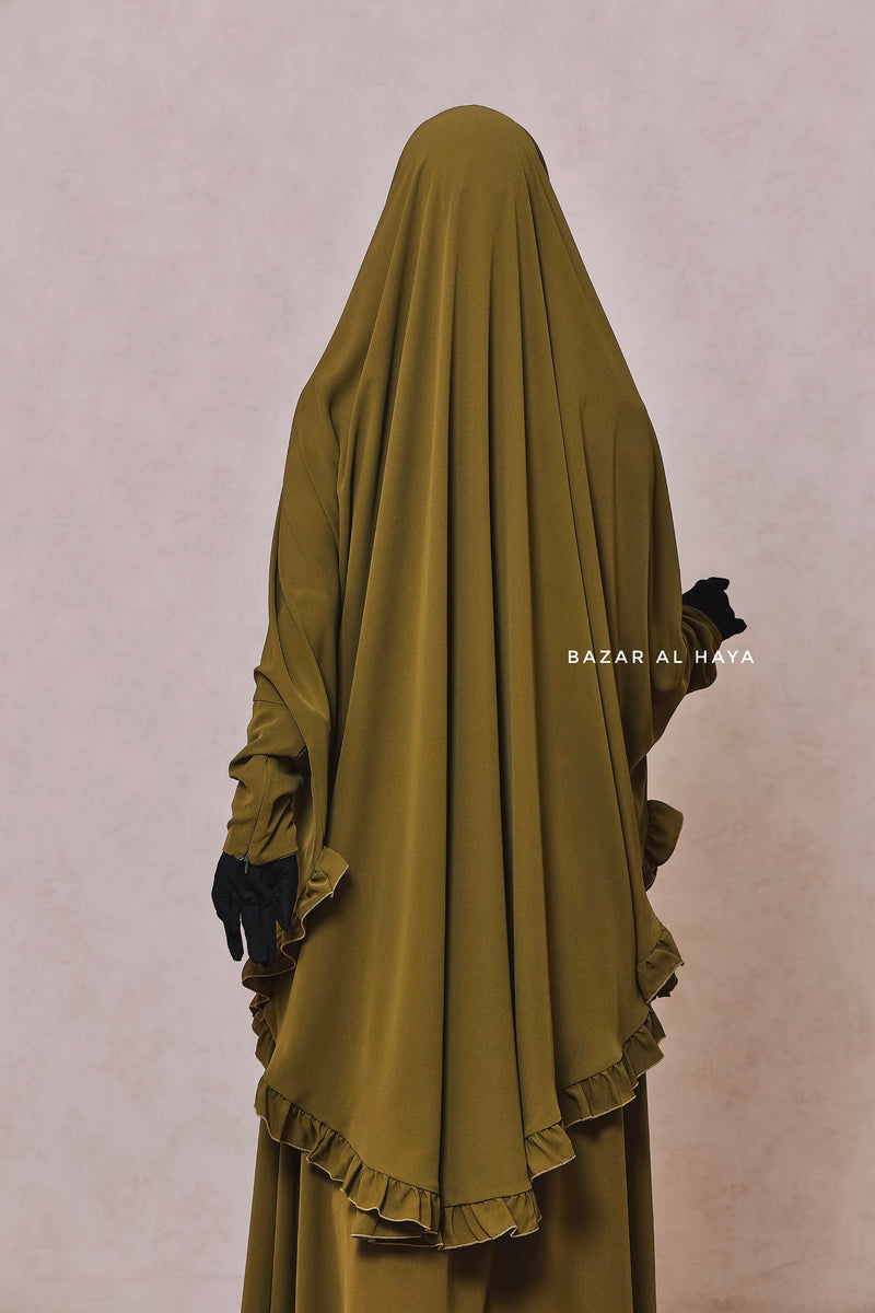 Ibadah Olive Two-piece Jilbab with Skirt, Haj, Umrah & Prayer Set