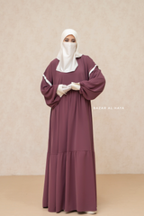 Mubina Grape Tiered Abaya Dress - Loose & Wide In Nidha