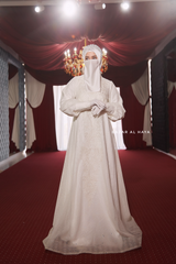 Bridal Rana Silk Gown Abaya & Lace Cloak Set For Walima & Wedding