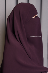 Purple Two Layer Flap Niqab - Premium Wool Chiffon - Medium