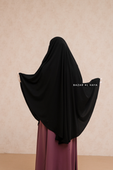 Marwad Maxi Round Diamond Khimar In Black - Crepe, Cotton Extra Long