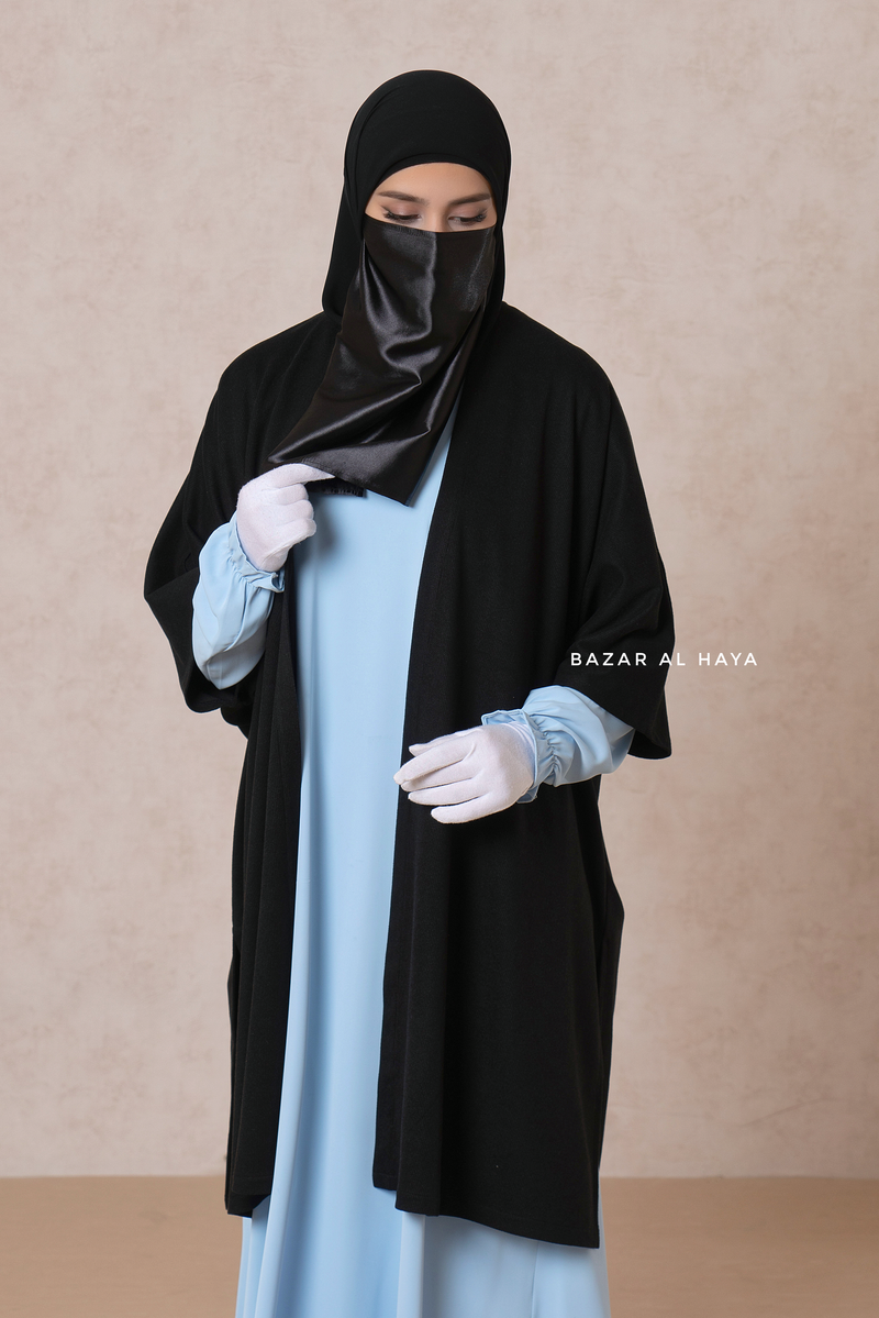 Taima Black Warm Cardigan - Comfy Oversized- Premium Acrylic Cashmere