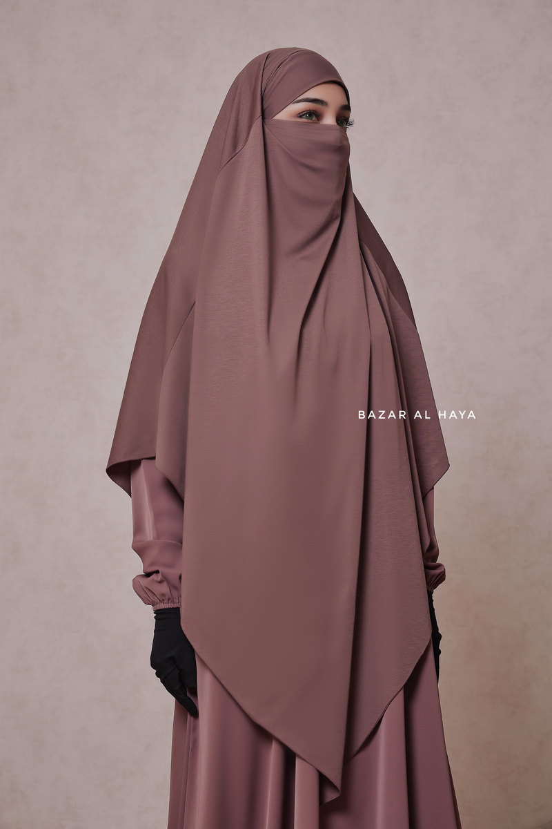 Coffee Eliza Long Triangle Diamond Khimar - Soft Cotton