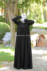 Layla Black Abaya Dress - 100% Cotton Summer Relaxed Fit Dress With Pockets