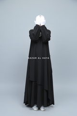 Pakiza Black Double Layered Minimalistic Style Abaya - Soft Georgette