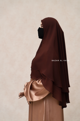 Brown Two Layer Medium Snap Scarf, Khimar, Cape - Super Soft - 3 in 1