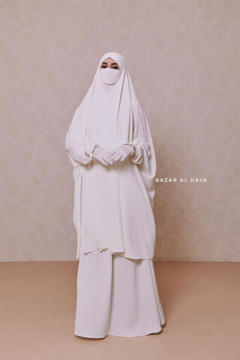 White Hoor - Two Piece Jilbab With Skirt- Long & Loose