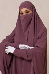 Yasmin Grape Two Piece Jilbab, Dress & Khimar - Long & Loose Style, Light Soft Breathable Fabric