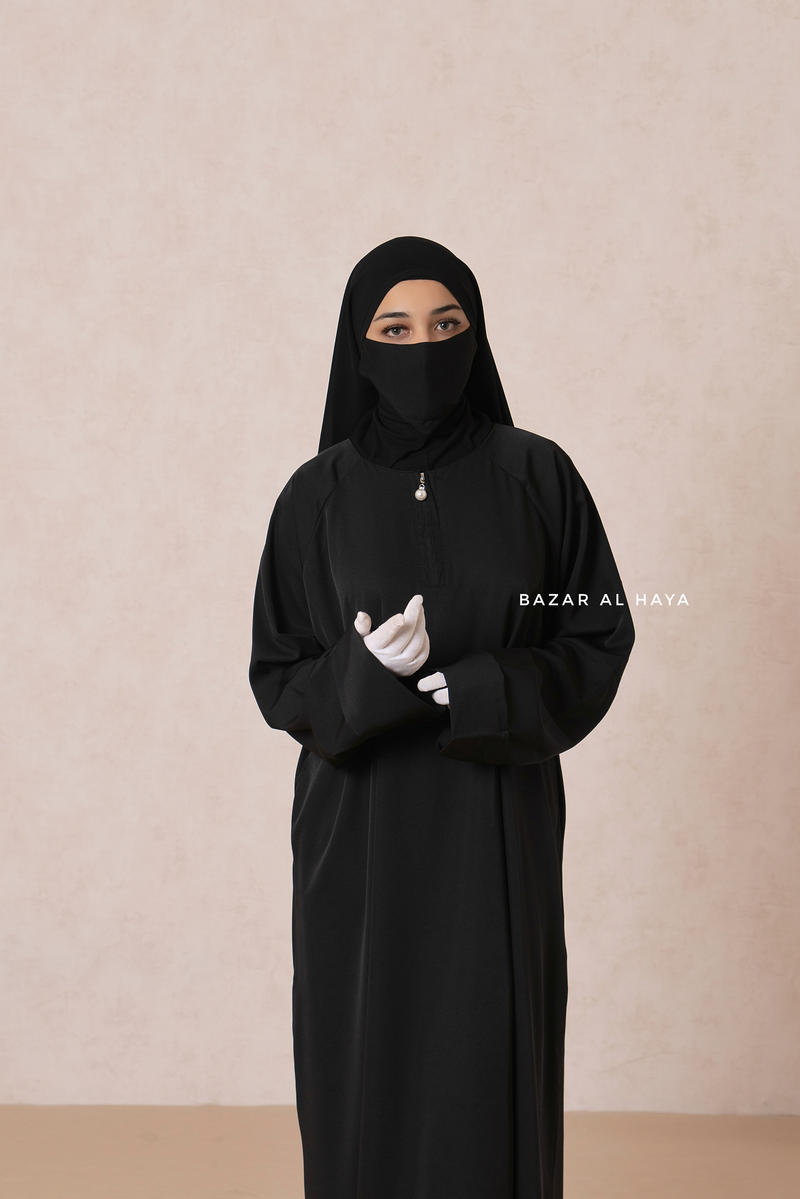 Black Madina Abaya - Soft Relaxed Fit - Mediumweight Silk Crepe