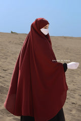 Safiyya Maroon Sleeveless Khimar - Soft Crepe Extra Long & Wide