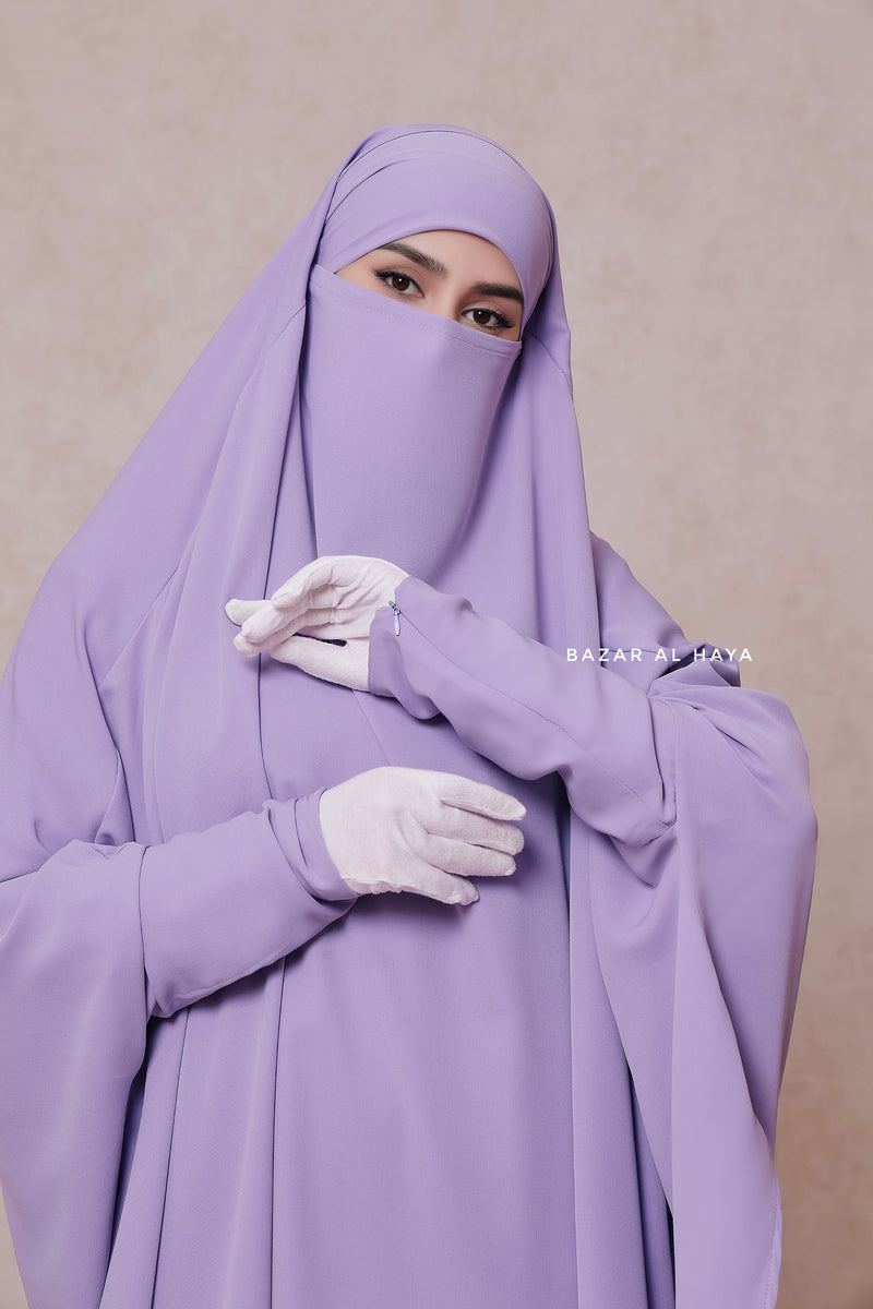 Lilac Yasmin Two Piece Jilbab With Dress & Khimar - Loose Style & Light Soft Breathable