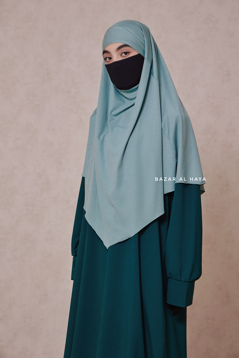 Mint Cotton Eliza Short Triangle Diamond Khimar - Soft Breathable Cotton