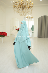 Eliza Two Piece Abaya & Khimar Set in Mint Cotton Super Soft & Breathable - Cozy