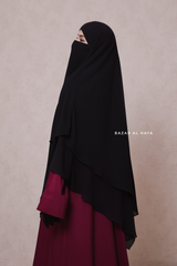 Black Pari Two Layered Maxi Diamond Khimar - Crepe Chiffon