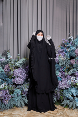 Ibadah Black Two-piece Jilbab with Skirt, Haj, Umrah Garment & Prayer Set