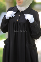 Layla Black Abaya Dress - 100% Cotton Summer Relaxed Fit Dress With Pockets